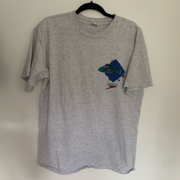 Vintage 1994 Speedo Fish Gray T-Shirt - Picture 3 of 8